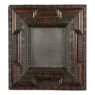 17th Century Italian Ebonised Ripple Framed Mirror For Sale