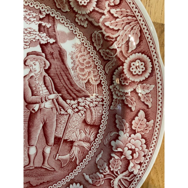 Vintage 1990’s Spode Archive Collection Cranberry Transferware Plates - a Set of 4 For Sale - Image 9 of 11