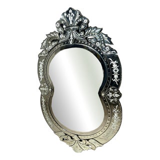 Vintage Venetian Etched Wall Mirror For Sale