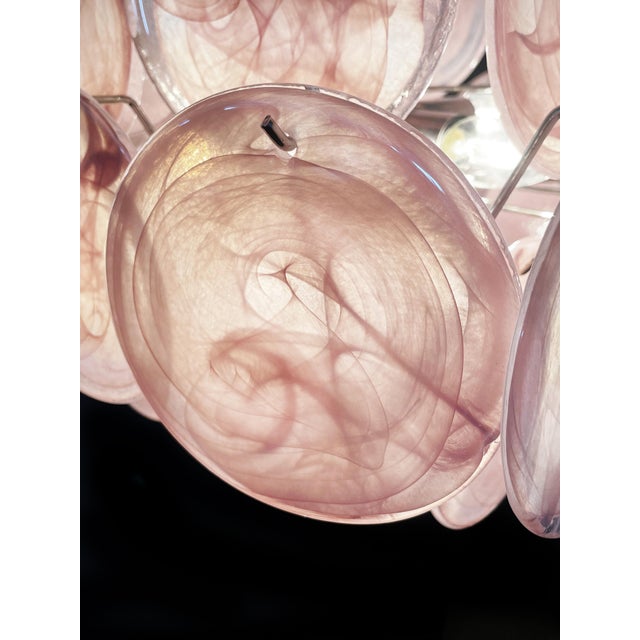 Pink Disc Murano Glass Chandeliers, Set of 2 For Sale - Image 8 of 17