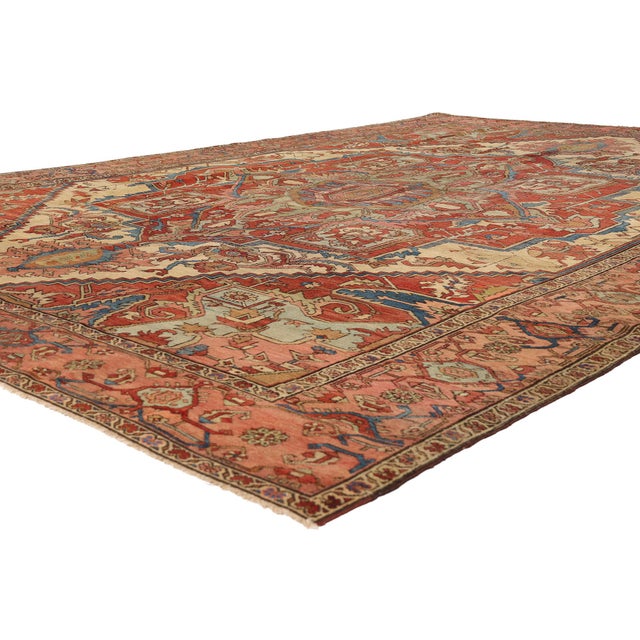 79686 Antique Persian Serapi Rug, 09'02 x 12'09. The Noble Citadel: Late 19th Century Persian Serapi Masterpiece of...