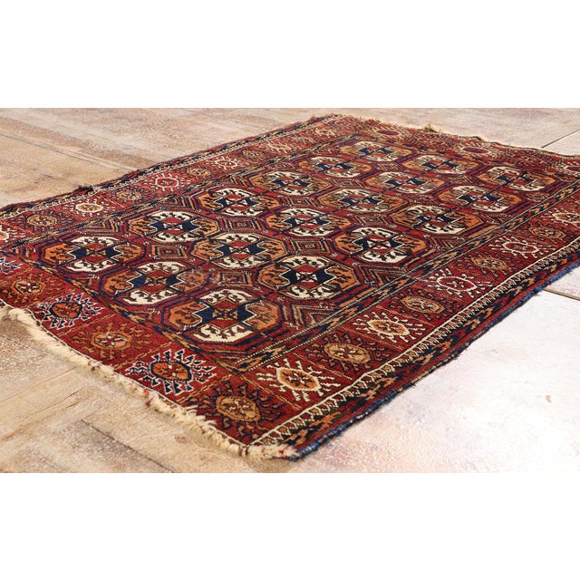 Brick Red Vintage Persian Turkoman Rug, 03'03 X 04'09 For Sale - Image 8 of 10