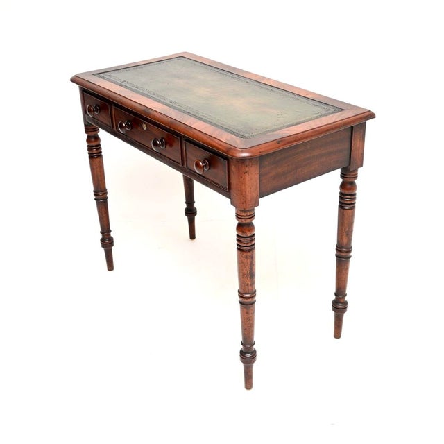Antique Early Victorian Leather Top Writing Table, 1830s For Sale - Image 4 of 11
