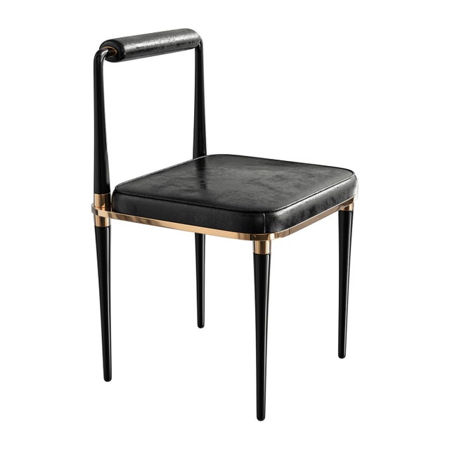 Art Deco "Audrey" Chair, Stainless Steel, Bronze Details, Tailor Made Leather For Sale - Image 3 of 8