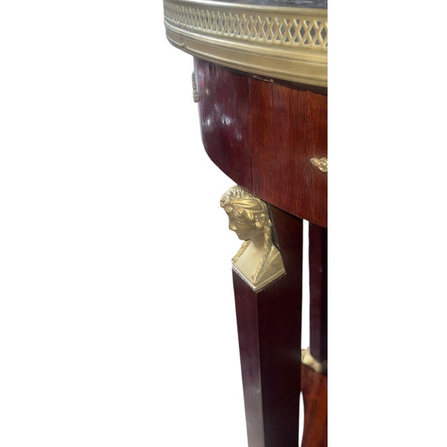 Traditional Late 19th Century French Empire Style Marble-Top Side Table With Bronze Mounts For Sale - Image 3 of 9