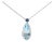 18K White Gold 3/8 Cttw Pave Set Diamond and Sky Blue Topaz and Blue Sapphire Gemstone Floral Teardrop Halo 18" Pendant Necklace For Sale