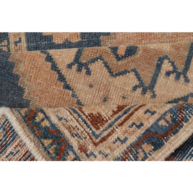 Cornflower Blue Vintage Turkish Oushak Rug With All-Over Sub-Geometric Medallion Design For Sale - Image 8 of 8