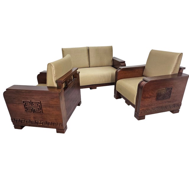 1980s Vintage Custom Mahogany Sofa Set, 1980s For Sale - Image 5 of 13