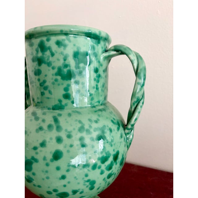 Modern Amphora Glazed Green Vase / Urn For Sale - Image 3 of 3
