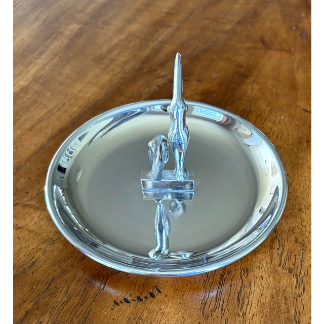 Restoration Hardware Silver Crane Ashtray with Cigarette Holder For Sale - Image 10 of 12