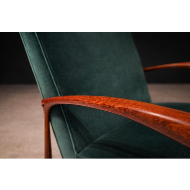 Pair of Armchairs in Brazilian Hardwood & Green Velvet by Liceu De Artes E Ofícios, 1960s For Sale - Image 11 of 13