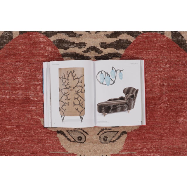 Beige Rug & Kilim’s Distressed Tiger Rug in Red With Beige and Brown Pictorial For Sale - Image 8 of 9