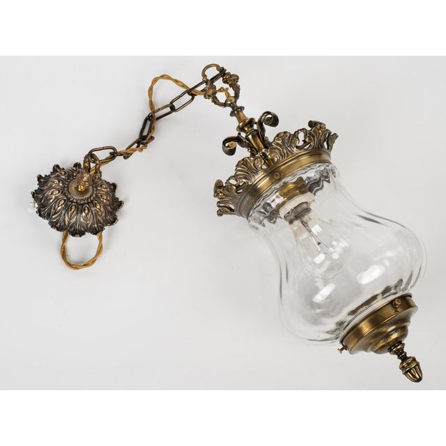 1950s French Brass & Glass Bell Jar Lantern For Sale - Image 9 of 9