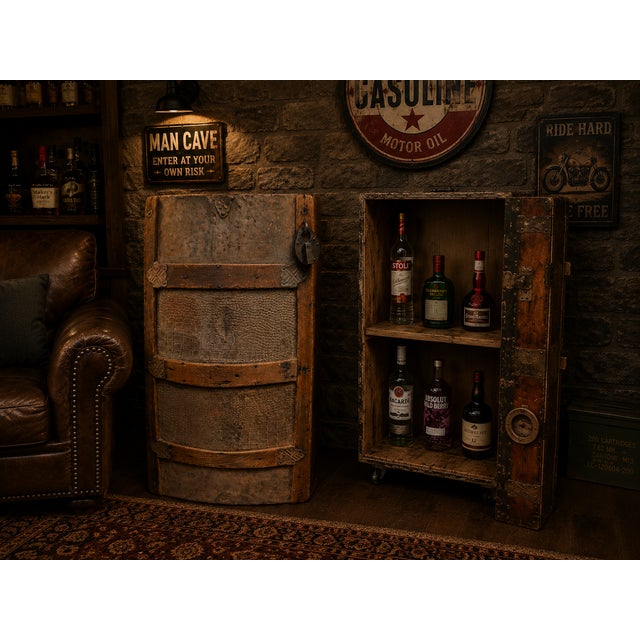The Kuriel Speakeasy Trunk is built from a 100-150 year-old seafaring trunk with iron strapping and alligator skin...