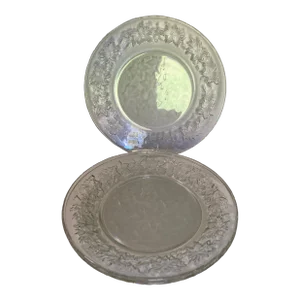 Vintage Fantasia Princess House Clear & Frosted Glass Dinner Plates Set of 3