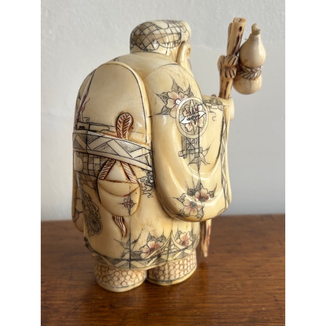 Antique Carved Bone Chinese Immortal of Shou Lao, Late 1800s For Sale - Image 6 of 10