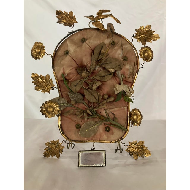Antique French Boudoir / Wedding Decorative Stand — 19th Century Gilt Ormolu & Silk — 12" H x 9" W ✨ A Truly Romantic...