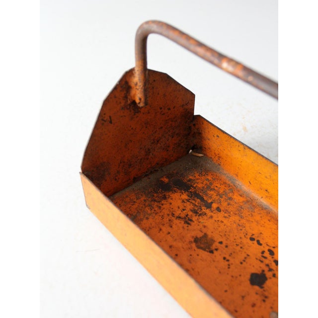 Vintage Orange Metal Trug Basket Toolbox For Sale - Image 10 of 10