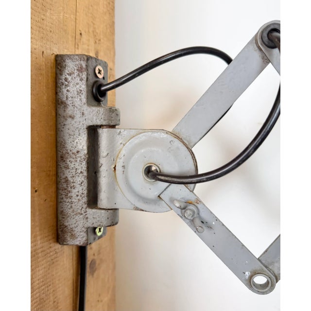 Industrial Grey Scissor Wall Lamp, 1960s For Sale - Image 16 of 18