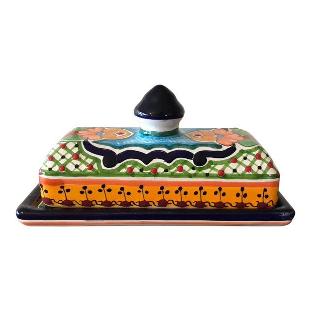 Talavera Mexican Pottery Covered Butter Dish Chairish