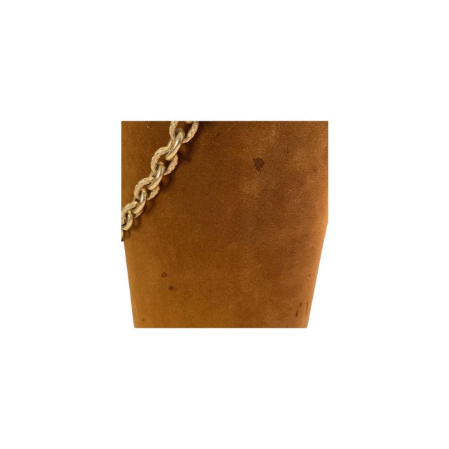 Mid Century Modern Bucket Gold Velvet Ice Bucket Wine Champaign Barware For Sale - Image 4 of 4