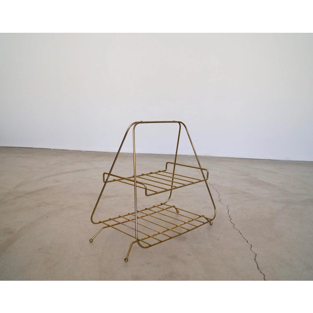 Metal 1950's Mid-Century Modern Atomic Brass Magazine Rack For Sale - Image 7 of 13