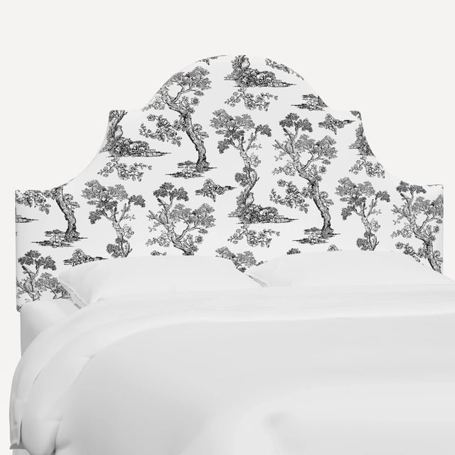 Textile Red from Scalamandre crafted by Cloth & Company Geneva Cal. King Headboard, Light Gray Toile For Sale - Image 7 of 7