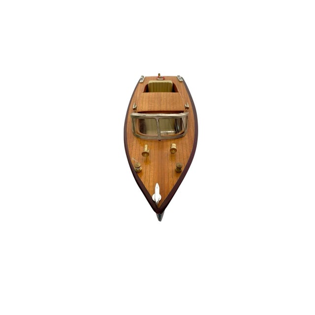 Late 20th Century Late 20th Century Boat Model on Stand Small Wooden Luxury Design Vintage Nautical Decor Gift For Sale - Image 5 of 7