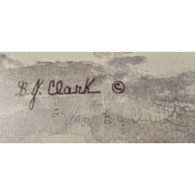 Nautical Bj Clark Print S/N Harbour Town Lighthouse Hilton Head Sc in Gilt Frame For Sale - Image 3 of 7