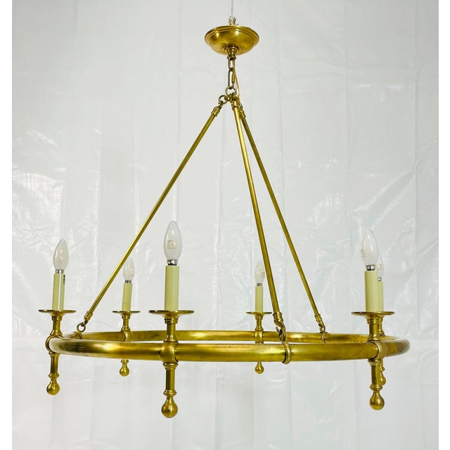 Metal Oil Rubbed Solid Brass Chandelier by Chapman & Mayers for Visual Comfort For Sale - Image 7 of 17