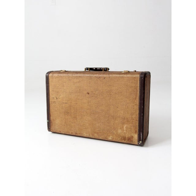 Mid 20th Century Vintage 1950s Jc Higgins Tweed Suitcase For Sale - Image 5 of 9