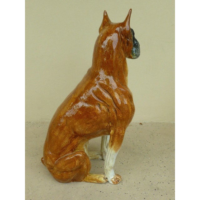 1970s Vintage Italian Boxer Dog Glazed Terra Cotta Model For Sale - Image 4 of 7