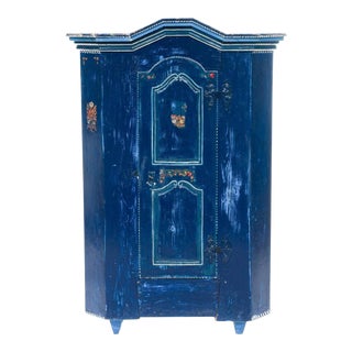 Antique Mexican Folk Art Painted Pine Armoire For Sale