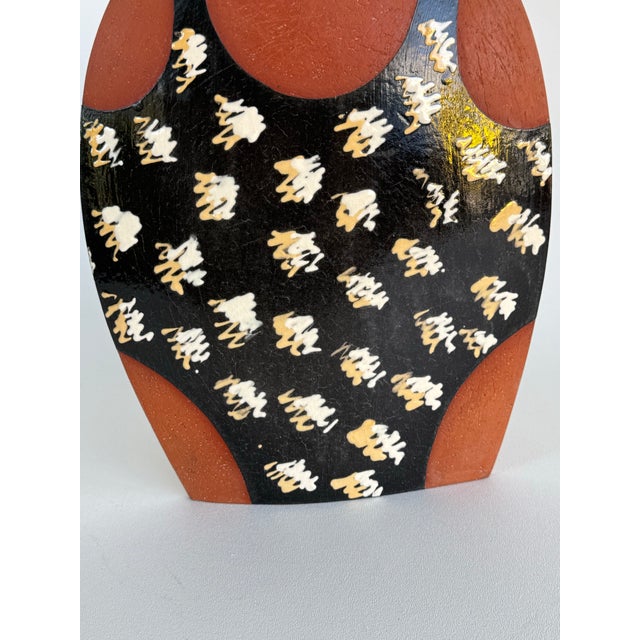 Black Vintage XX Century Studio Pottery Vase Signed For Sale - Image 8 of 9