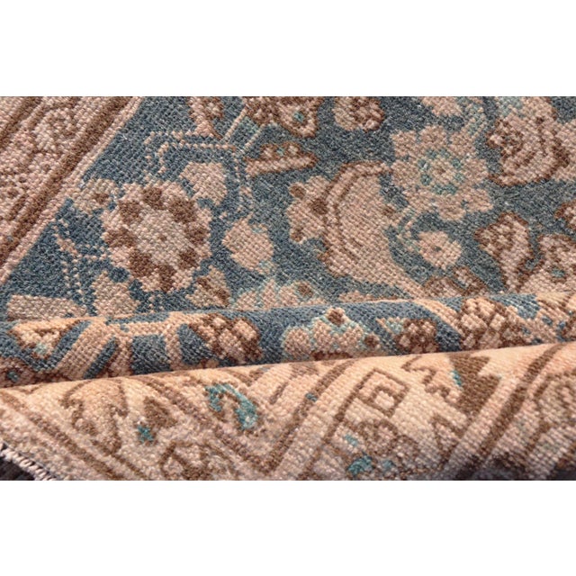 Hamedan Antique Persian Rug With Sub-Geometric Design in Blues and Neutrals For Sale - Image 11 of 12