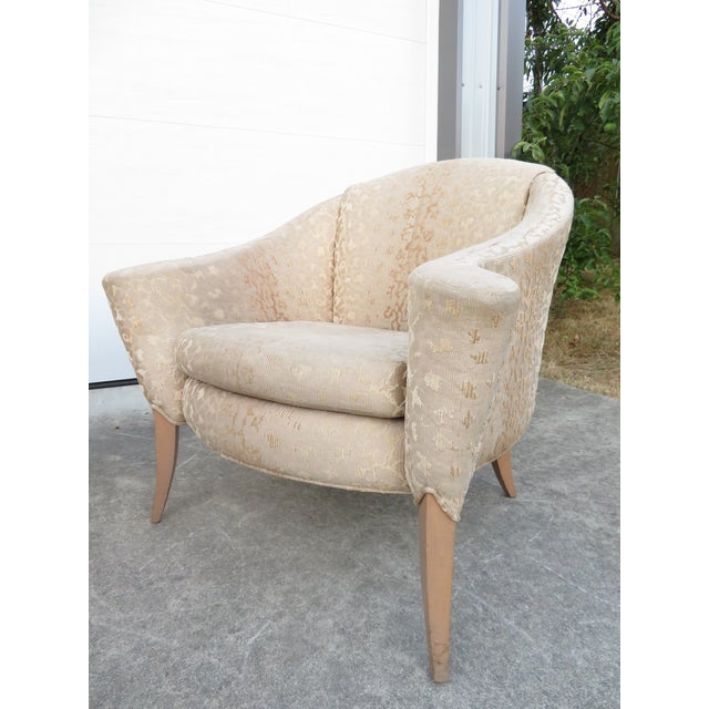 Tan Rare Vintage Milo Baughman for Thayer Coggin Scroll Arm Barrel Back Chair Pair ~ Hollywood Regency For Sale - Image 8 of 18