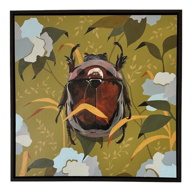 Realistic Beetle Painting by Kevin Brent Morris Titled Garden Party For Sale