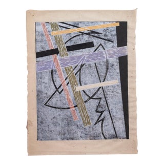 Clinton Hill Signed 1988 Abstract Geometric Postmodern Monotype Framed For Sale