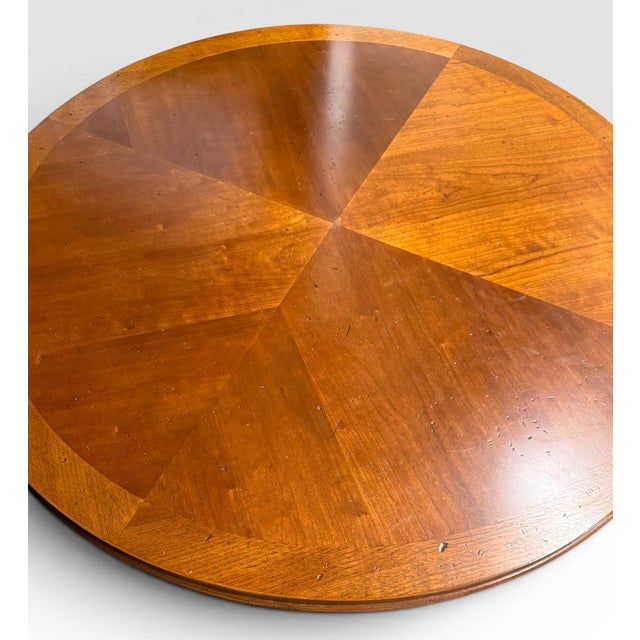 Vintage Weiman Campaign Style Walnut and Cherry Mechanical Convertible Hi Low Coffee Dining Table For Sale In Portland, ME - Image 6 of 16