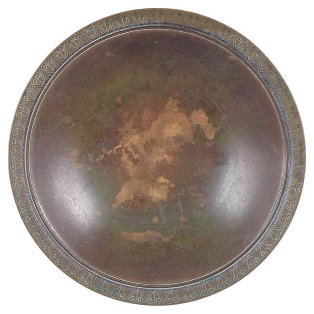 1930s Art Deco Bronze Dish with Border Relief from Just Andersen, Denmark, 1930s For Sale - Image 5 of 5