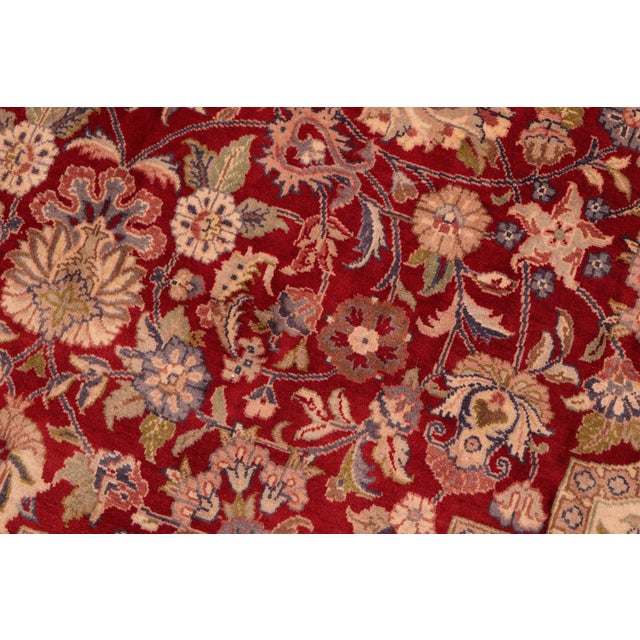 1990s Art Nouveau Medallion 1990's Pak-Persian Red/Blue Wool Rug - 6'0'' X 9'3'' For Sale - Image 5 of 9