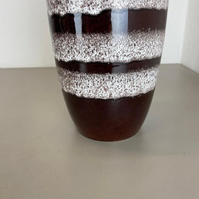 Large Pottery Fat Lava White-Rings Floor Vase from Scheurich, 1970s For Sale - Image 9 of 18