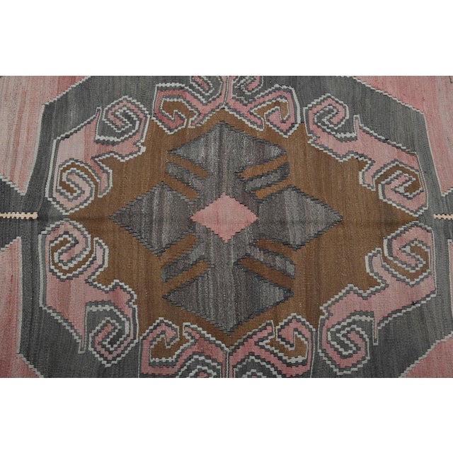 1970s Vintage Handmade Wool Cotton Pink Turkish Area Rug For Sale - Image 11 of 11