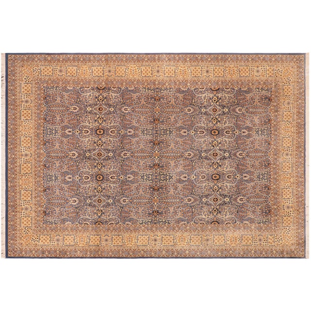 Cornflower Blue Shabby Chic 1990's Pak-Persian Blue/Gold Wool Rug - 10'0'' X 14'2'' For Sale - Image 8 of 9