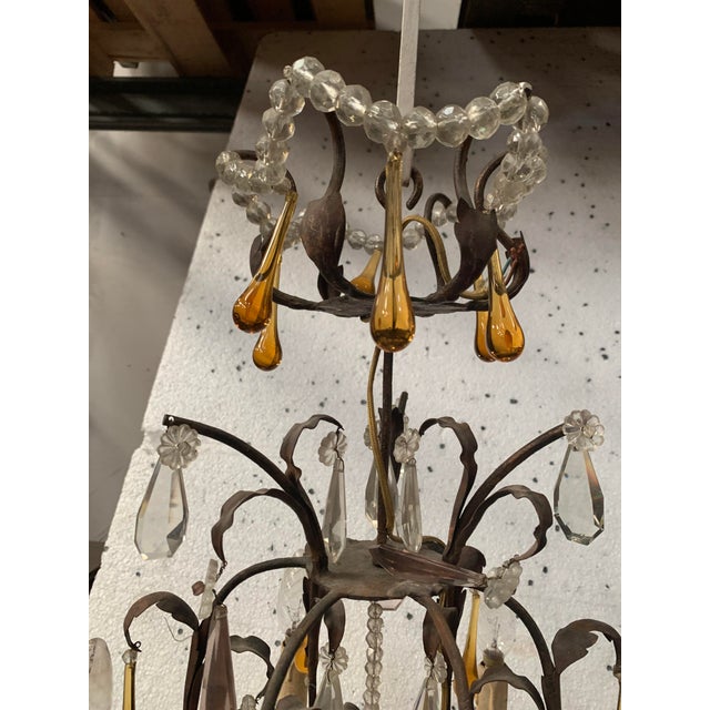 Louis XV Style Cage Chandelier with Pendants and Teardrop Pendant For Sale - Image 6 of 10