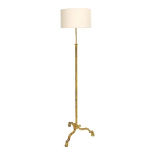 French Vintage Gilt Wrought Iron Floor Lamp For Sale
