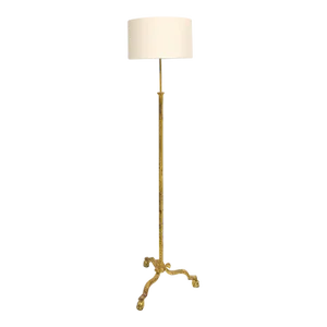 French Vintage Gilt Wrought Iron Floor Lamp