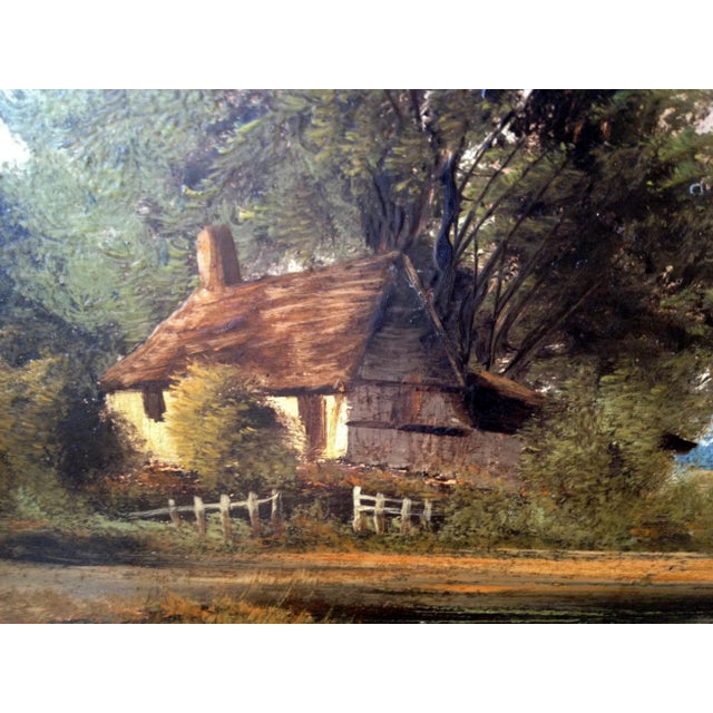 English 1930s English Impressionist Landscape Painting, Cottage by River For Sale - Image 3 of 11