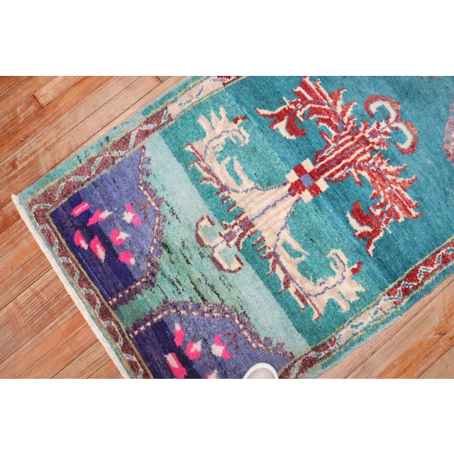 Vintage Zabihi Collection Turkish Anatolian Turquoise Rug - 2'10" x 4'8" For Sale - Image 4 of 7