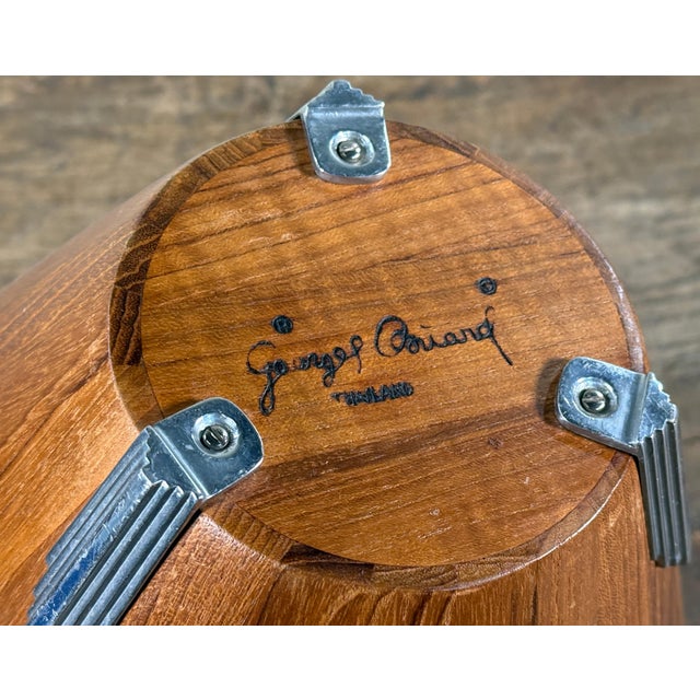 Mid Century Modern Georges Briard Teak Wood Bowl With Silverplate Feet For Sale - Image 11 of 11